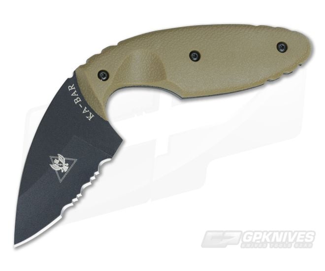 Kabar Small TDI Knife Coyote Brown Partially Serrated 1477CB - KA-1477CB