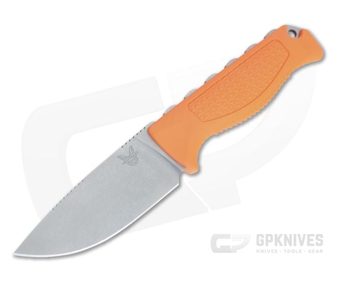 Benchmade Hunt Steep Country Stonewashed S30V Orange Santoprene Fixed Blade Knife 15006 - BM-15006