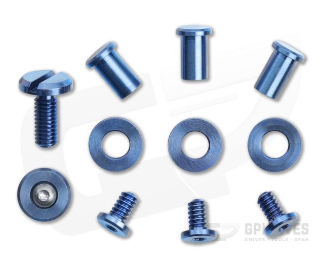 Hinderer Knives Titanium Stonewash Blue Complete Hardware Kit For XM-18 3.5" Skinny Folders 1502 - HK-1502