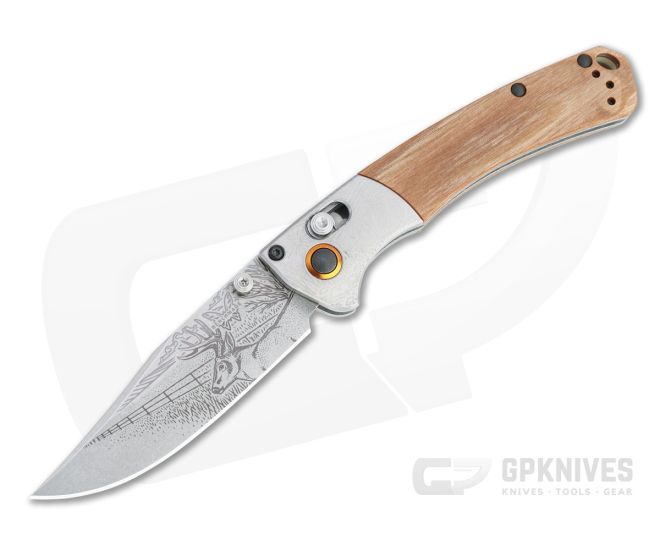 Benchmade Mini Crooked River Limited Whitetail Deer Artist Series S30V Stabilized Wood Folder 15085-2202 - BM-15085-2202