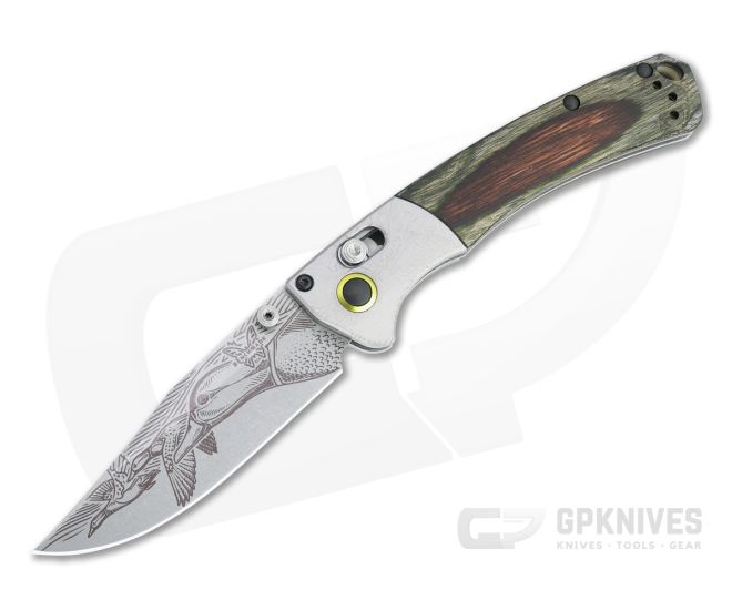 Benchmade Mini Crooked River Limited Mallard Duck Artist Series S30V Stabilized Wood Folder 15085-2203 - BM-15085-2203