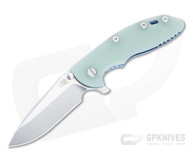 Hinderer XM-18 3.5" S45VN Spear Point Translucent Green Stonewash Blue Flipper 1522 - HK-1522