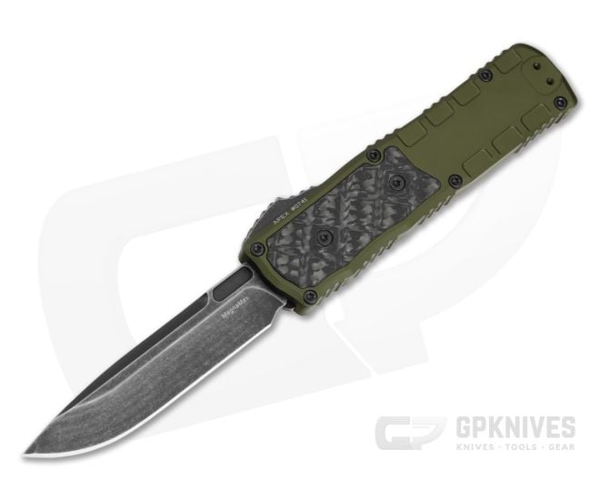 Guardian Tactical Apex OD Green Aluminum Frag Carbon Fiber Inlay MagnaMax Dark Stonewash OTF Automatic Knife (3.44" Blade) 152611-ODG - GT-152611-ODG