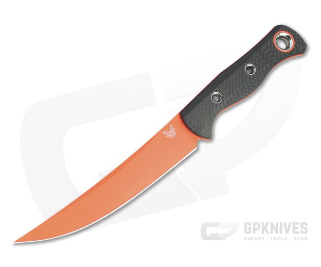 Benchmade Meatcrafter Carbon Fiber 6" Fixed Knife Orange S45VN 15500OR-2 - BM-15500OR-2