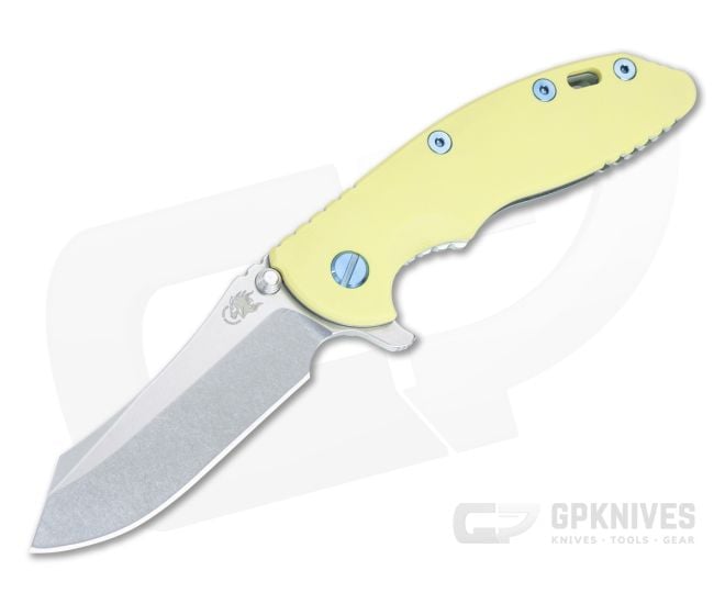 Hinderer XM-18 3.5 Skinner Smooth Yellow G10 Stonewash Green/Gold - HK-1561
