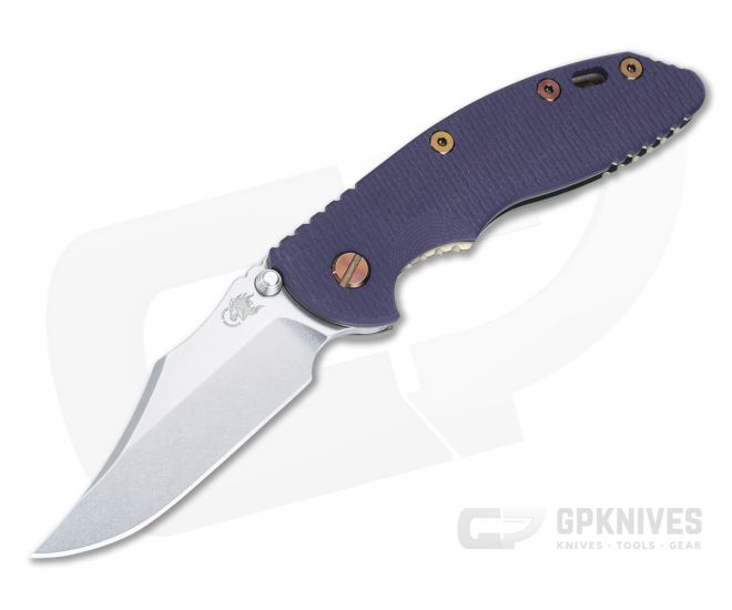 Hinderer XM-18 3.5 Bowie Non Flipper Purple G10 Stonewash Bronze - HK-1565