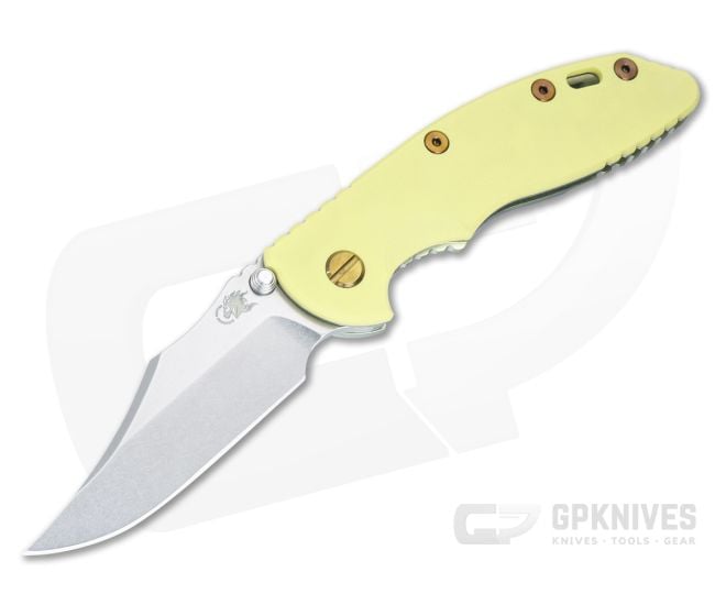Hinderer XM-18 3.5 Bowie Non Flipper Smooth Yellow G10 Stonewash Gold - HK-1569