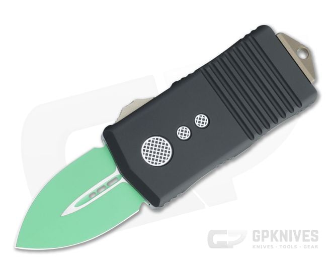 Microtech Exocet Jedi Master Green Double Edge Black CA Legal OTF Automatic 157-1JM - MT-157-1JM