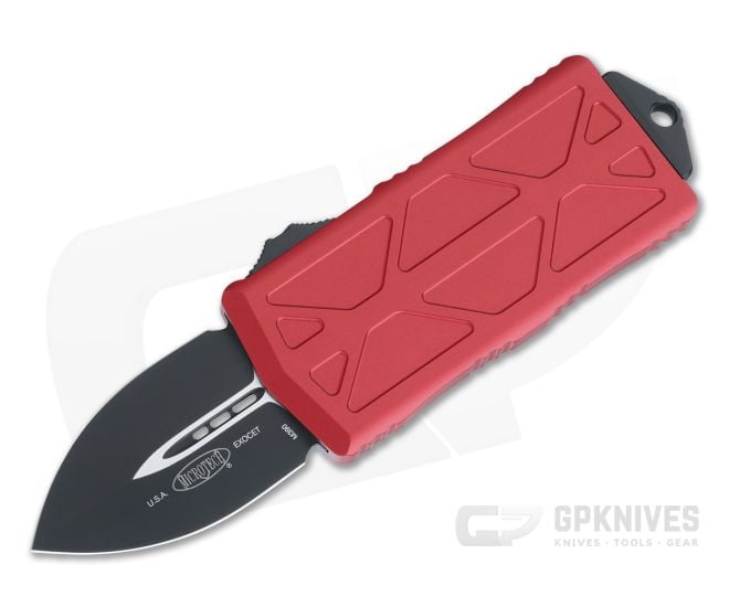 Microtech Exocet OTF Automatic Red Aluminum Black M390 Double Edge CA Legal 157-1RD - MT-157-1RD
