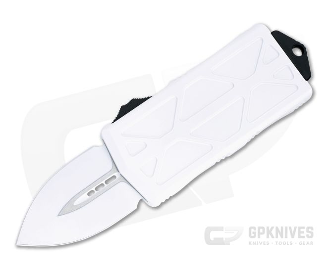 Microtech Exocet Storm Trooper White Double Edge CA Legal OTF Automatic 157-1ST - MT-157-1ST