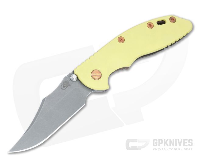 Hinderer XM-18 3.5 Bowie Non Flipper Smooth Yellow G10 Battle Rose Gold - HK-1570