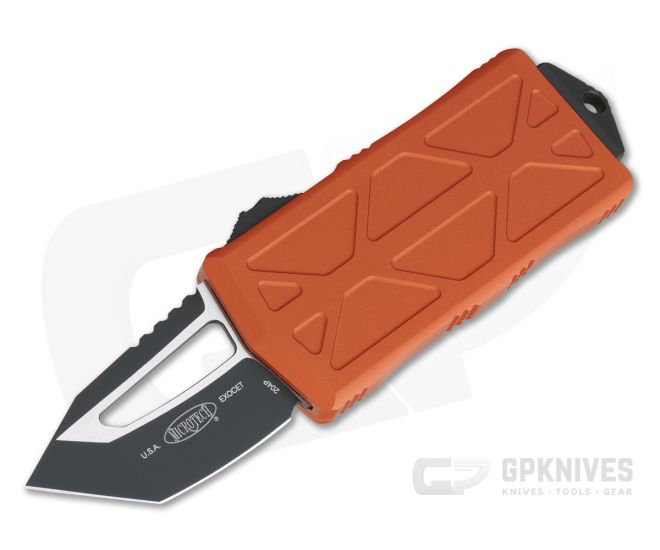 Microtech Exocet Black 204P Tanto Orange CA Legal OTF Automatic 158-1OR - MT-158-1OR-204P