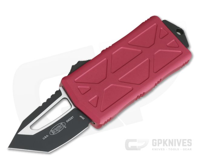 Microtech Exocet Black 204P Tanto Red CA Legal OTF Automatic 158-1RD - MT-158-1RD-204P