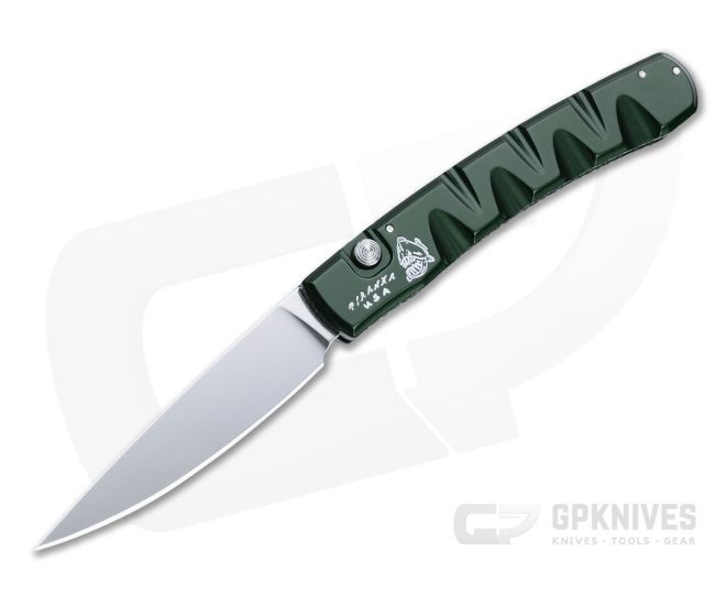 Piranha P15 Virus Mirror S30V Green Button Lock Automatic - PRN-15G