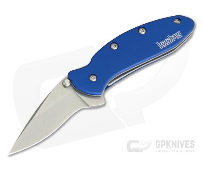 Kershaw Chive Navy Blue SpeedSafe Assisted Stonewash Liner Lock 1600NBSW - KS-1600NBSW
