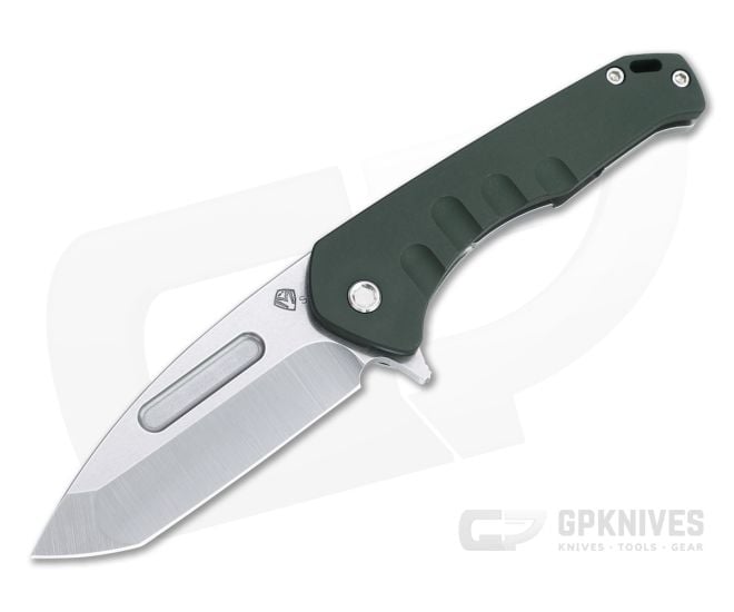 Medford Knives Praetorian Swift FL Tanto Tumbled S35VN Green Aluminum Flipper - MKT-MKT160