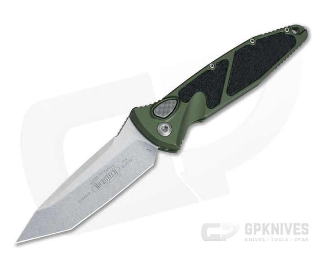 Microtech Socom Elite Automatic Tanto Green Stonewashed Plain Edge CTS-204P 161A-10OD - MT-161A-10OD-204P