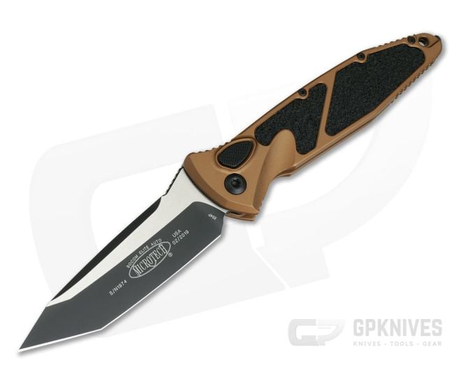 Microtech Socom Elite Tanto Tan Automatic Black Plain Edge 204P 161A-1TA - MT-161A-1TA-204P