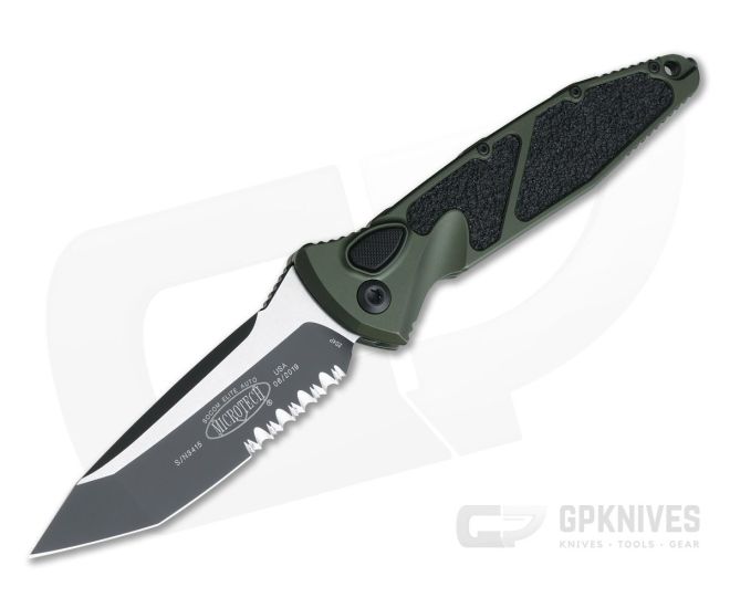 Microtech Socom Elite Automatic Tanto Green Black Partially Serrated CTS-204P 161A-2OD - MT-161A-2OD-204P