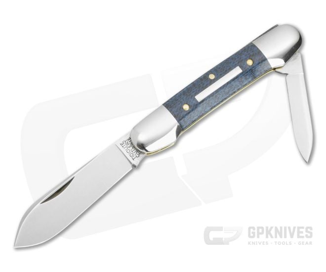 Great Eastern Cutlery Tidioute #16 Canoe Denim Blue Micarta 1095 Carbon Steel Two Blade Pocket Knife (3.50" Closed) 162226 - GEC-162226-DBM
