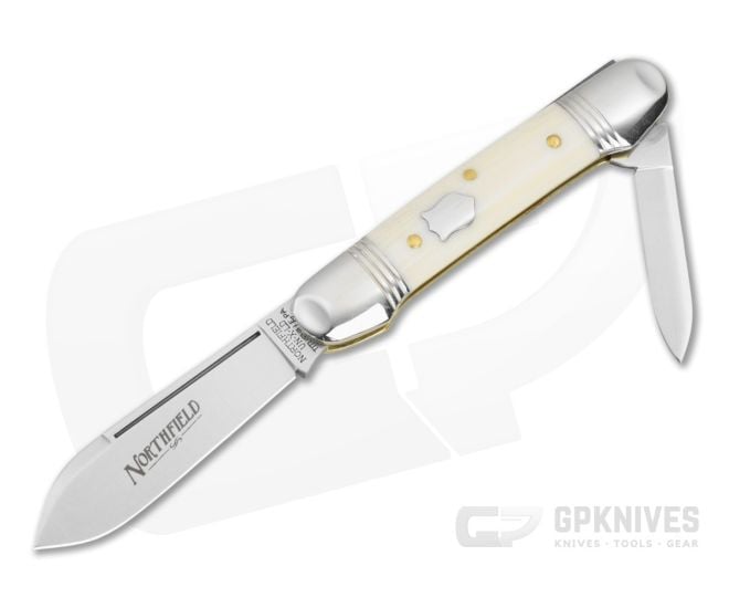 Great Eastern Cutlery Northfield #16 Canoe Ivory Linen Micarta 1095 Carbon Steel Two-Blade Pocket Knife (3.50" Closed) 162226 - GEC-162226-ILM