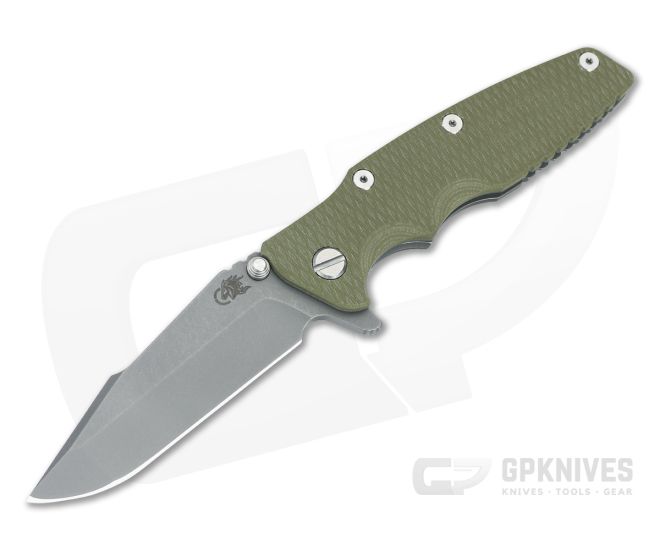 Hinderer Eklipse 3.5 Harpoon Spanto Working Finish OD Green G10 - HK-1639