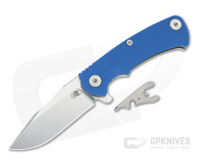 Hinderer Project X Clip Point Blue G10 Stonewash Titanium and Stonewash S45VN Folding Knife (3.66") - HK-1650
