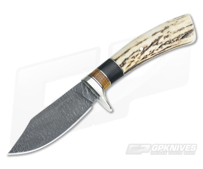 Burr Oak Clip Point Twisted Damascus & Sambar Stag - CU-1659