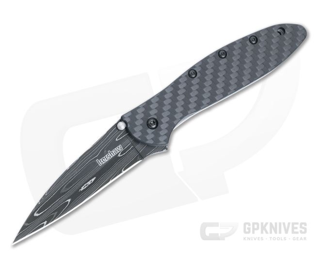 Kershaw Leek Carbon Fiber Assisted Knife Damascus Blade 1660CFDAM - KS-1660CFDAM