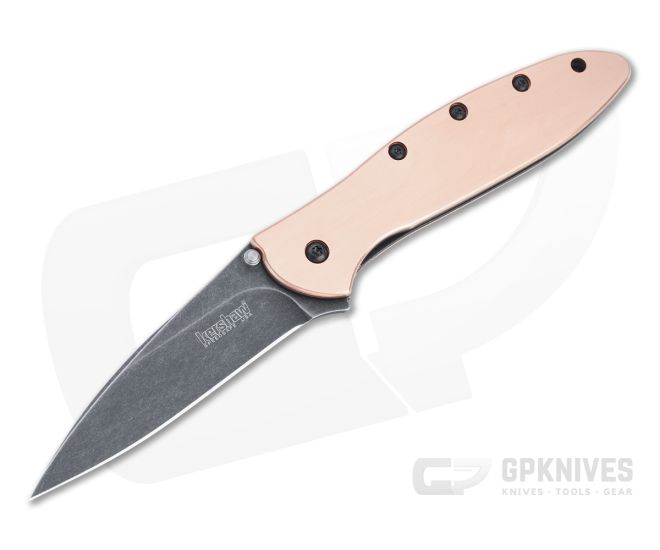 Kershaw Knives Leek Blackwash CPM-154 Raw Copper Assisted Flipper 1660CUBW - KS-1660CUBW