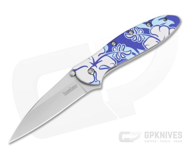 Kershaw Leek Blue Flower 14C28N Bead-Blasted Spring Assisted Knife (3.00" Blade) 1660HI - KS-1660HI