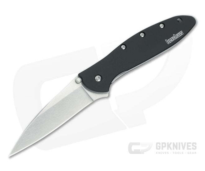 Kershaw Leek Stonewashed Blade Black Handle 1660SWBLK - KS-1660SWBLK