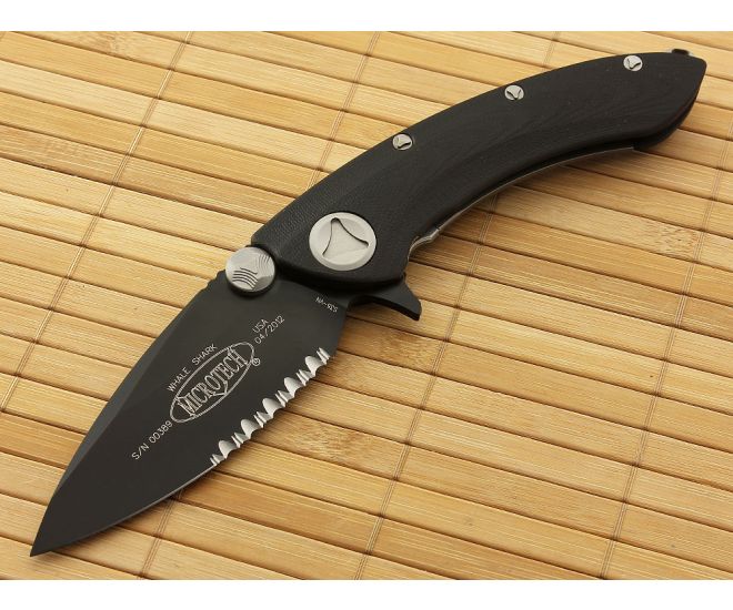 Microtech Whaleshark G10 Flipper Black Serrated - MT-167-2