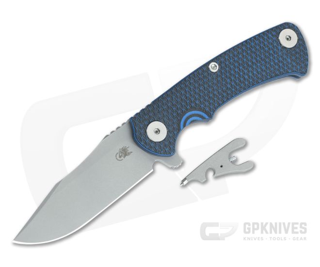 Hinderer Project X Clip Point Black/Blue G10 Battle Blue Titanium and Working Finish S45VN Folding Knife (3.66") - HK-1678