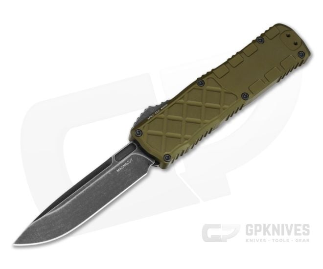 Guardian Tactical Apex EDC OD Green Frag Aluminum MagnaCut Dark Stonewash OTF Automatic Knife (3.44" Blade) 16-8611 - GT-168611