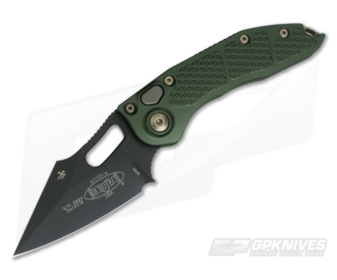 Microtech Stitch Black DLC M390 OD Green Automatic Knife 169-1DLCOD - MT-169-1DLCOD-M390