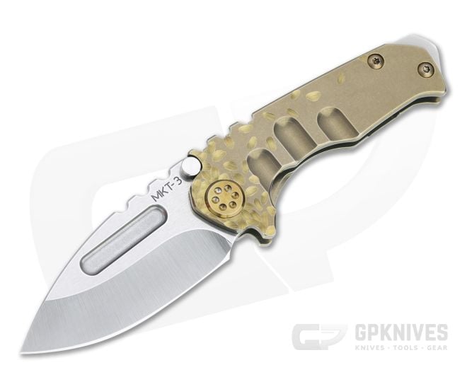 Medford Micro Praetorian T Drop Point Tumbled CPM 3V Bronze Falling Leaf Titanium Folder - MKT-MKT169