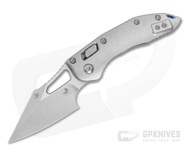 Microtech Marfione Select M-Stitch RAM-LOK Blue Accent Slab Titanium M390MK Stonewash Folding Knife (3.05" Blade) 169MRL-10MS2 - MT-169MRL-10MS2