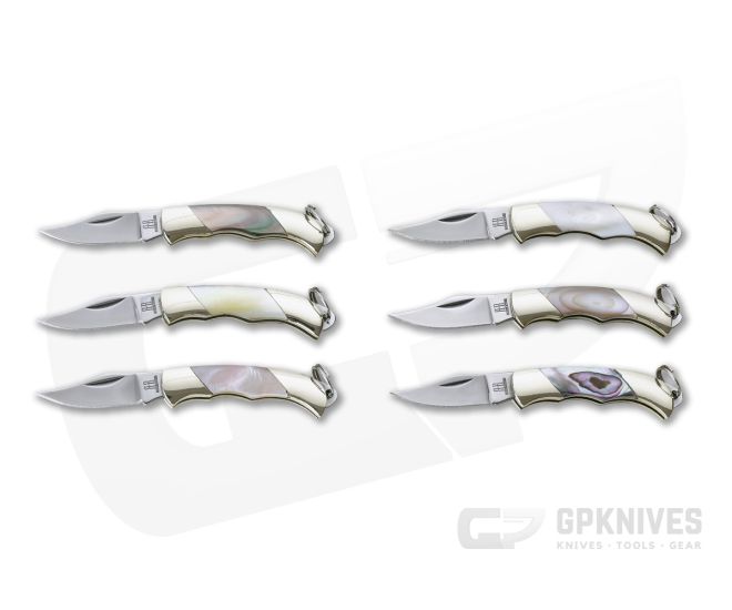 Rough Rider Miniature Knife Set of Six Mother of Pearl Slip Joint Folders RR1710 - RR-1710