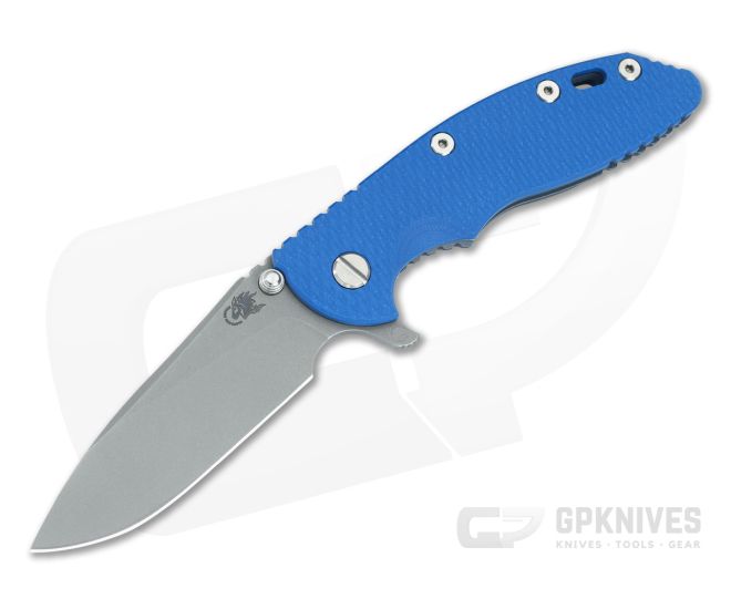 Hinderer XM-18 3.5 Skinny Hollow Ground Slicer Blue G10 Battle Blue - HK-1713
