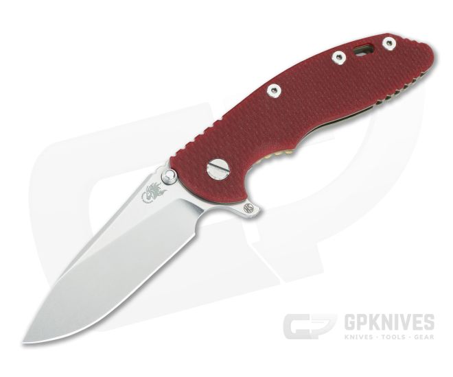 Hinderer XM-18 3.5 Skinny Hollow Ground Slicer Red G10 Stonewash Bronze - HK-1718