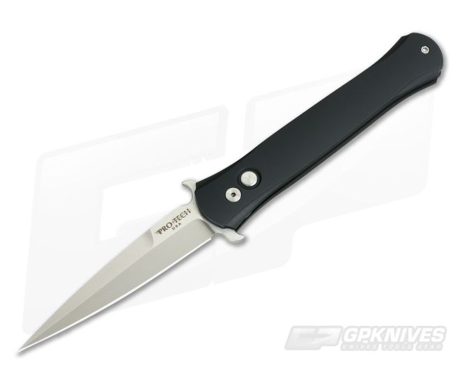 Protech Knives Don Satin Plain Edge Machine Contoured Black Aluminum 1721-SATIN - PT-1721-SATIN