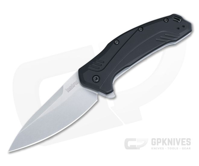 Kershaw Link Black Handle Stonewashed 20CV Flipper 1776BLK20CV - KS-1776BLK20CV