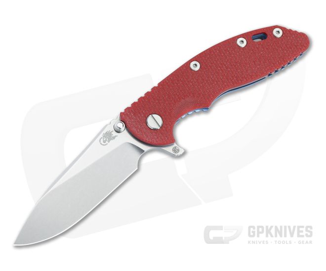 Hinderer XM-18 3.5 Skinny Hollow Ground Slicer Red G10 Stonewash Blue - HK-1783