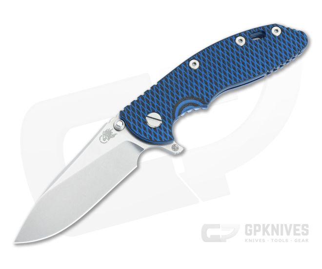 Hinderer XM-18 3.5 Skinny Hollow Ground Slicer Blue/Black G10 Stonewash Blue - HK-1784