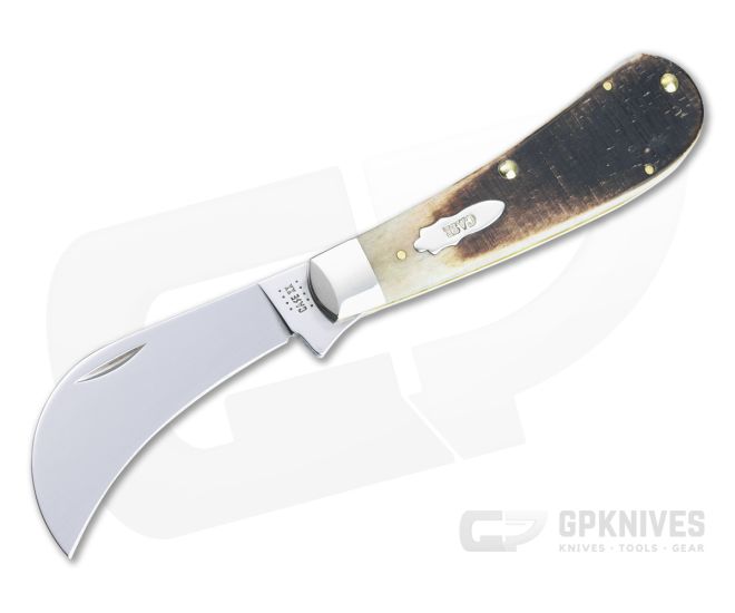 Case Hawkbill Pruner Sawcut Jig Barehead Amber Bone Slip Joint Folder 17896 - CA-17896