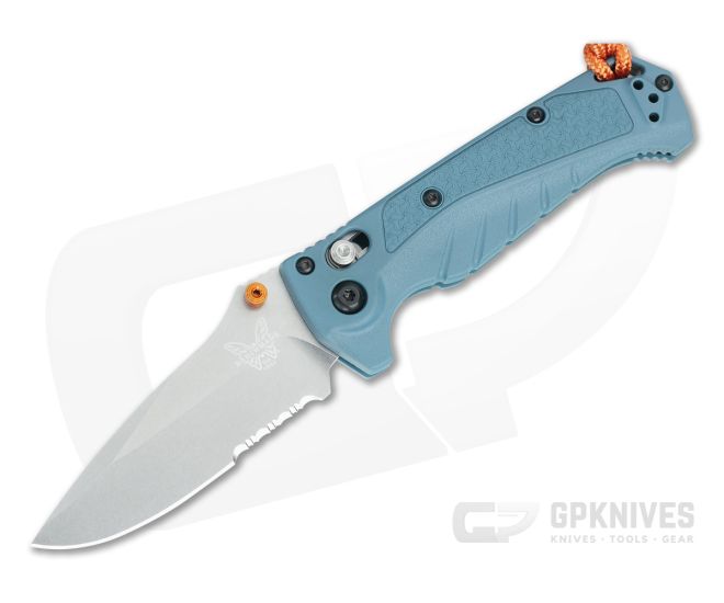 Benchmade 18065S Mini Adira Part Serrated MagnaCut Folding Knife Depth Blue Grivory - BM-18065S
