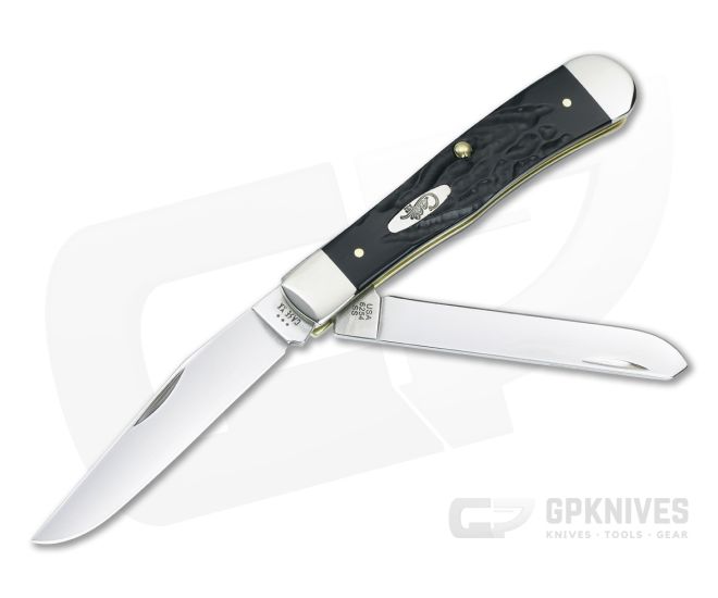 Case Trapper Rough Black Synthetic Slip Joint Folder 18221 - CA-18221