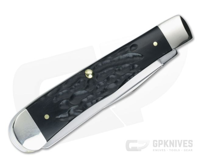 Case Trapper 18221 Rough Black Synthetic Slip Joint Folding Knife