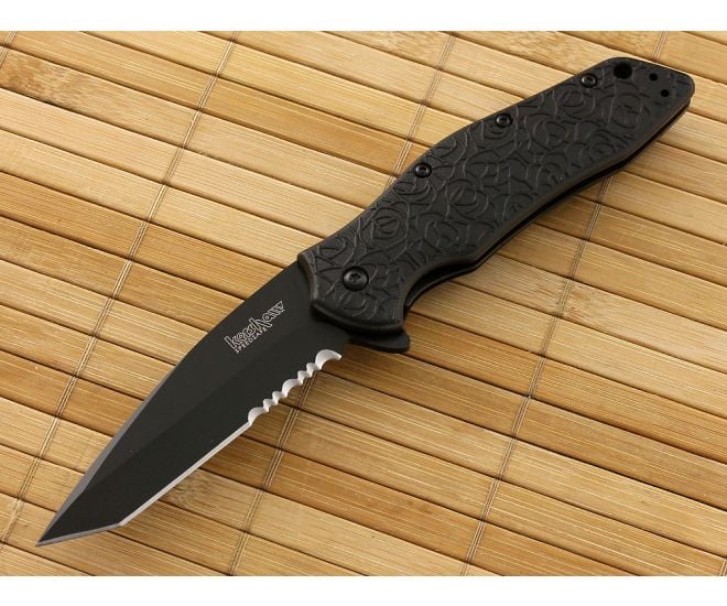 Kershaw Kuro Assisted Flipper Partially Serrated Blade - KS-1835TBLKST
